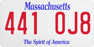 MA license plate 441OJ8