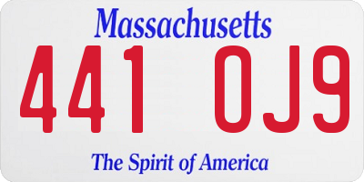 MA license plate 441OJ9