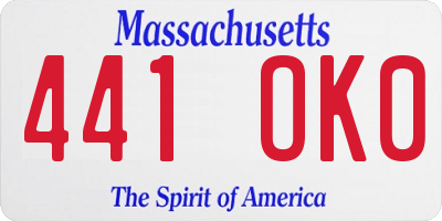 MA license plate 441OK0