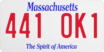 MA license plate 441OK1