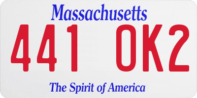 MA license plate 441OK2