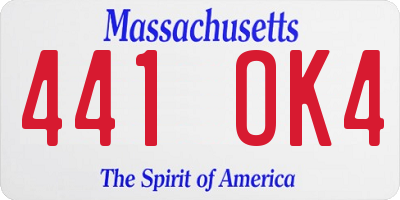 MA license plate 441OK4