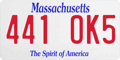 MA license plate 441OK5
