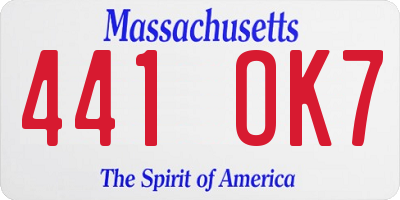 MA license plate 441OK7