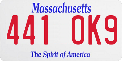 MA license plate 441OK9