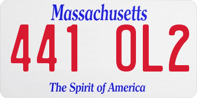 MA license plate 441OL2