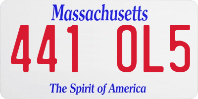 MA license plate 441OL5