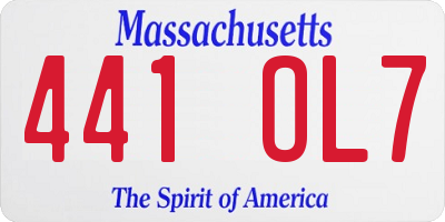 MA license plate 441OL7