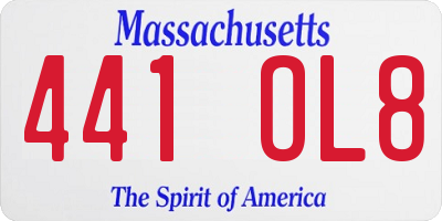 MA license plate 441OL8