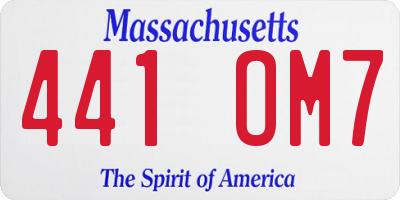 MA license plate 441OM7