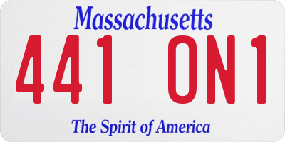 MA license plate 441ON1