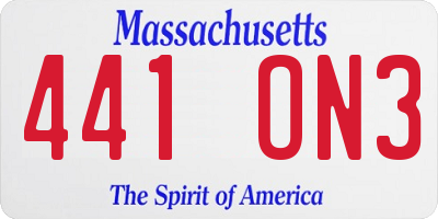 MA license plate 441ON3