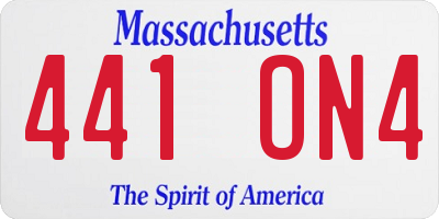 MA license plate 441ON4