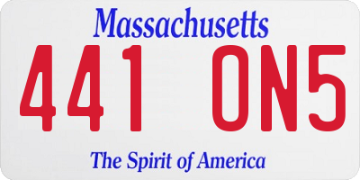 MA license plate 441ON5