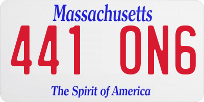 MA license plate 441ON6