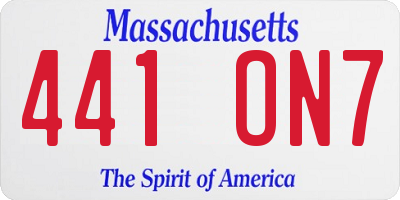 MA license plate 441ON7