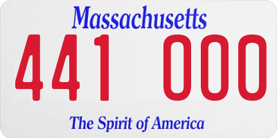 MA license plate 441OO0