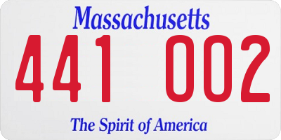 MA license plate 441OO2