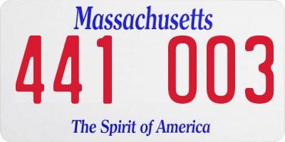 MA license plate 441OO3