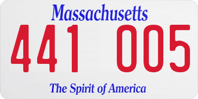 MA license plate 441OO5