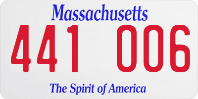 MA license plate 441OO6