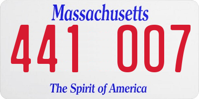 MA license plate 441OO7