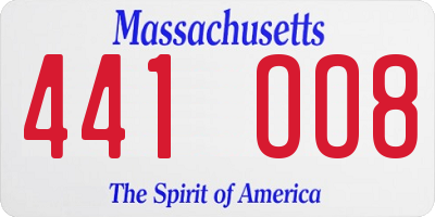 MA license plate 441OO8