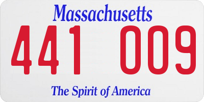 MA license plate 441OO9