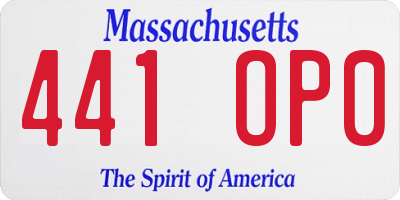 MA license plate 441OP0