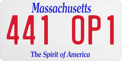 MA license plate 441OP1