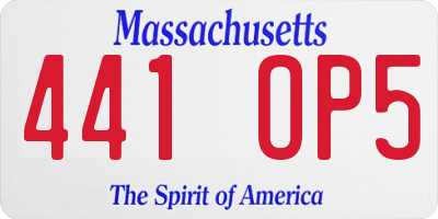 MA license plate 441OP5