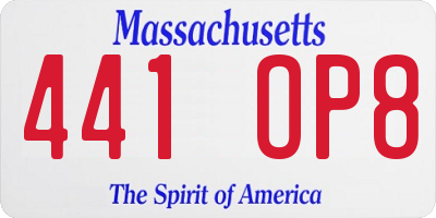 MA license plate 441OP8