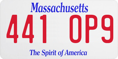 MA license plate 441OP9