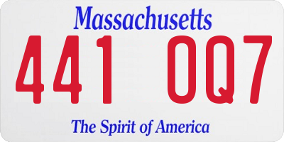 MA license plate 441OQ7