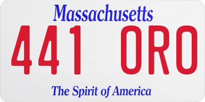 MA license plate 441OR0