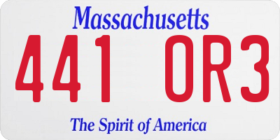 MA license plate 441OR3