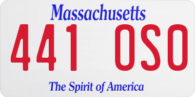 MA license plate 441OS0
