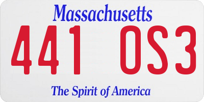 MA license plate 441OS3