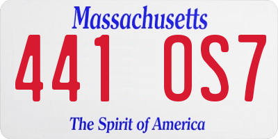 MA license plate 441OS7