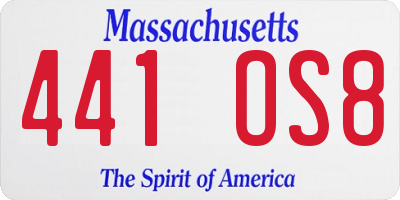 MA license plate 441OS8