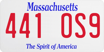 MA license plate 441OS9