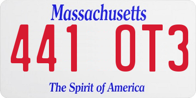 MA license plate 441OT3