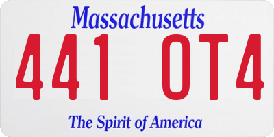 MA license plate 441OT4