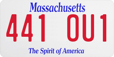 MA license plate 441OU1