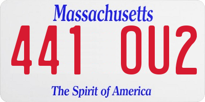 MA license plate 441OU2