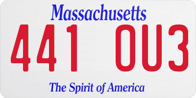 MA license plate 441OU3
