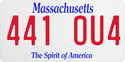 MA license plate 441OU4