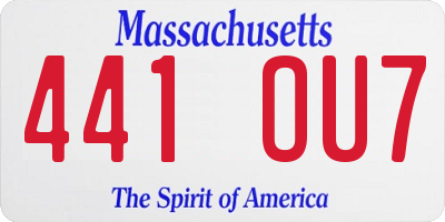 MA license plate 441OU7