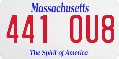 MA license plate 441OU8