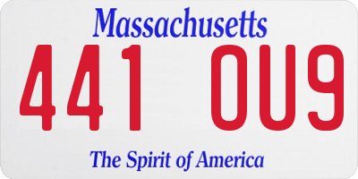 MA license plate 441OU9